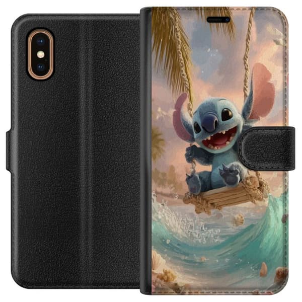 Kompatibel Tegnebogsetui til Apple iPhone XS Max Disney Stitch samlerfigur blå alien
