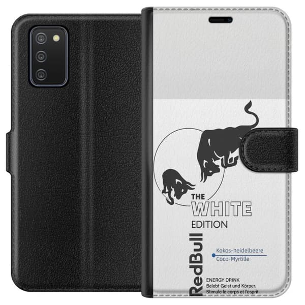 Kompatibel Tegnebogsetui til Samsung Galaxy A02s Moderne Red Bull White Edition design