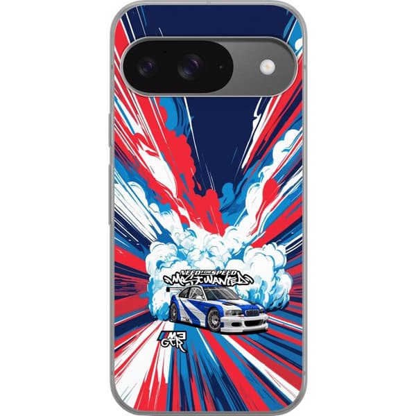 Kompatibelt Mobildeksel til Google Pixel 9 Pro Illustrasjon av BMW M3 i actionfylt racingdesign