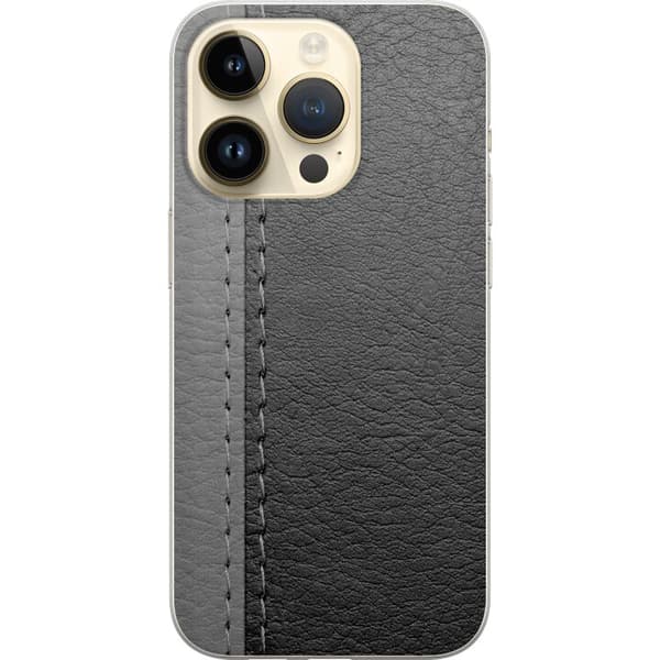 Kompatibelt Mobilskal till Apple iPhone 14 Pro Black & Grey Leather