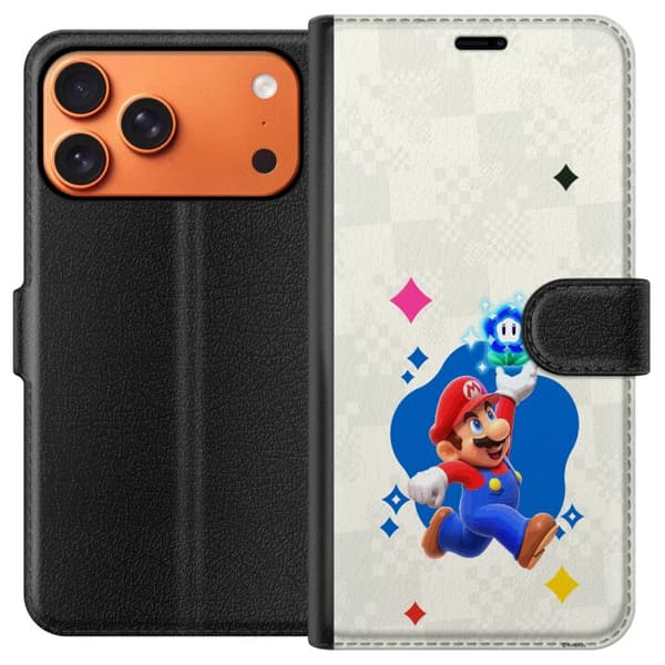 Kompatibel Tegnebogsetui til Apple iPhone 17 Pro Max Mario-motiv med klassisk spilfornemmelse