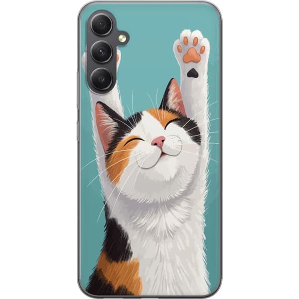 Kompatibelt Mobildeksel til Samsung Galaxy A15 5G Glad trefärgad katt
