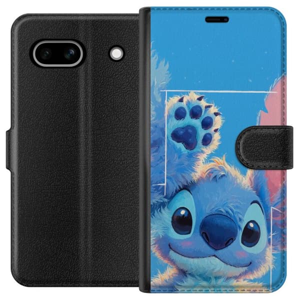 Kompatibel Tegnebogsetui til Google Pixel 7a Sød, fluffy blå figur med store øjne og løftet pote