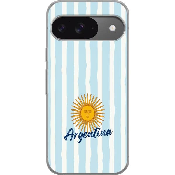 Kompatibelt Mobildeksel til Google Pixel 9 Pro Argentinas flagg med Sol de Mayo i minimalistisk blåhvit design