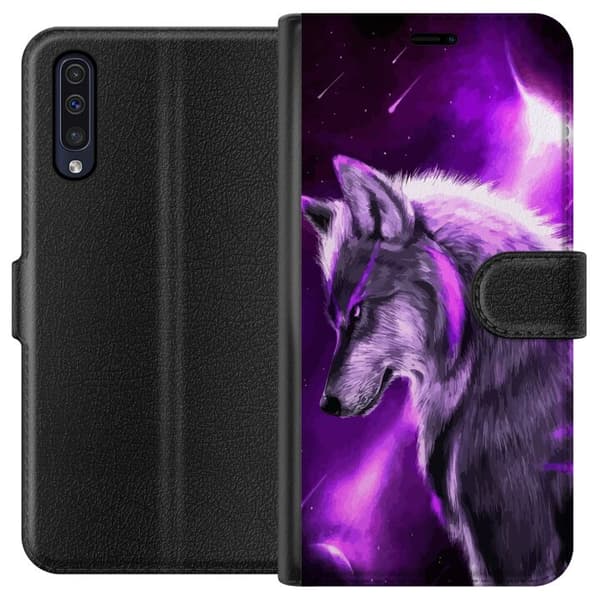 Kompatibelt Plånboksfodral till Samsung Galaxy A50 Lila Varg