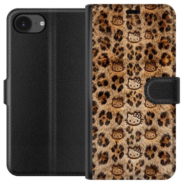 Kompatibel Tegnebogsetui til Apple iPhone 17e Leopardmønster med søde kattemotiver og blød pelsstruktur