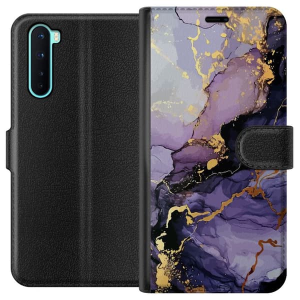 Kompatibel Tegnebogsetui til OnePlus Nord Lilla Marmor