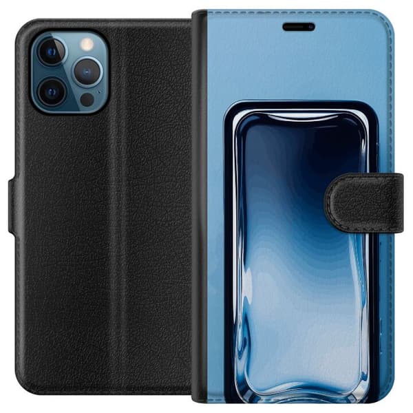 Kompatibel Tegnebogsetui til Apple iPhone 12 Pro Blå glaseffekt