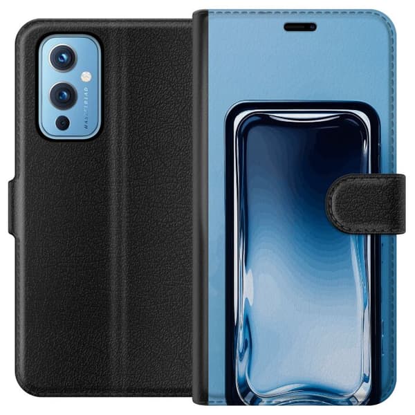 Kompatibelt Lommeboketui til OnePlus 9 Blå glaseffekt