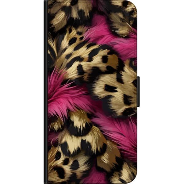 Kompatibel Tegnebogsetui til Xiaomi Redmi Note 9 4G Blødt leopardmønster med lyserøde detaljer