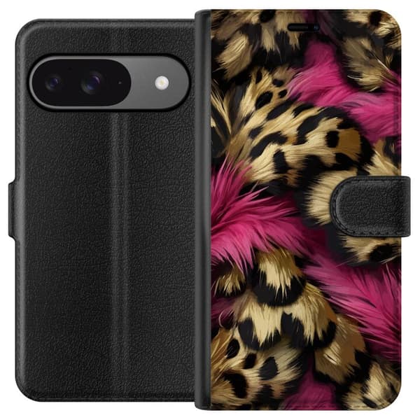 Kompatibel Tegnebogsetui til Google Pixel 9 Pro Blødt leopardmønster med lyserøde detaljer