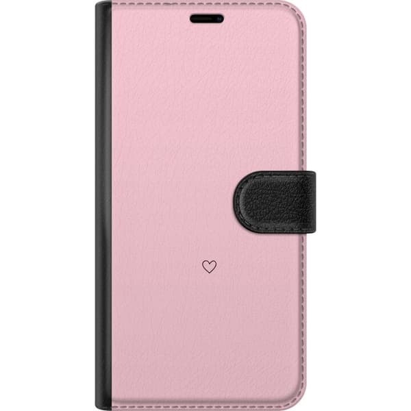 Kompatibel Tegnebogsetui til Apple iPhone 16 Pro Minimalistisk sort hjerte i kontur mod ensfarvet lyserød baggrund