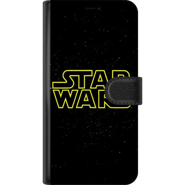 Kompatibel Tegnebogsetui til OnePlus 10 Pro Simpel sci-fi design med gul logo og mørk galaksabaggrund