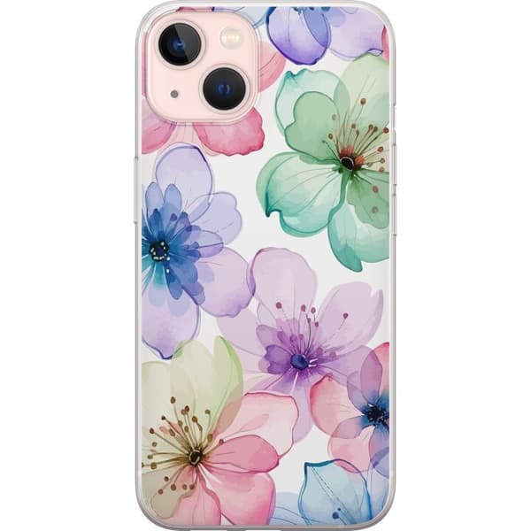 Kompatibelt Mobildeksel til Apple iPhone 13 Akvarellblomster i myke pastellfarger