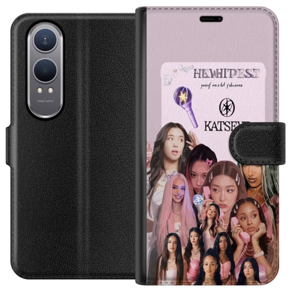 Kompatibel Tegnebogsetui til OnePlus Nord CE4 Lite KATSEYE rosa collage