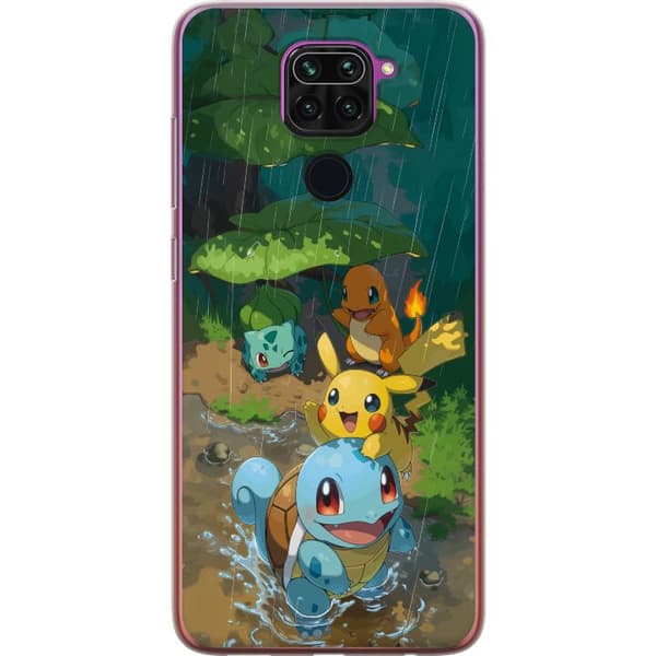 Kompatibelt Mobildeksel til Xiaomi Redmi Note 9 Søt scene med klassiske figurer i regn