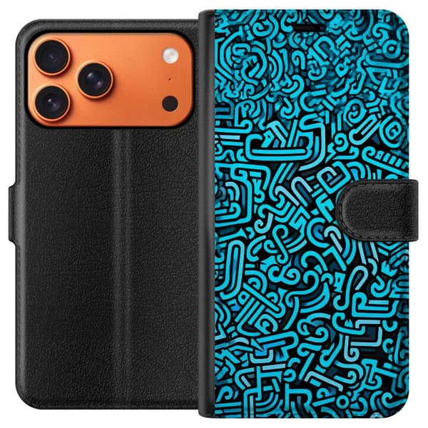 Kompatibel Tegnebogsetui til Apple iPhone 17 Pro Max Blå abstrakt graffiti
