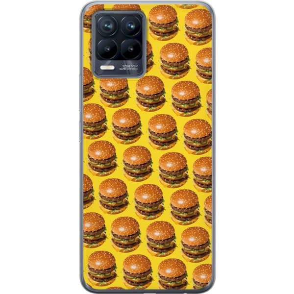 Kompatibelt Mobildeksel til Realme 8 Grafisk hamburgermønster for matelskere