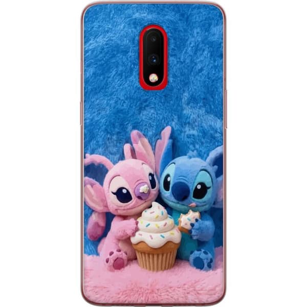 Kompatibel Mobilcover til OnePlus 7 Søde blå og lyserøde figurer med stor cupcake og krymmel