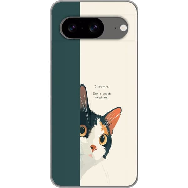 Yhteensopiva Puhelinkuori Google Pixel 8 Katt som kikar fram