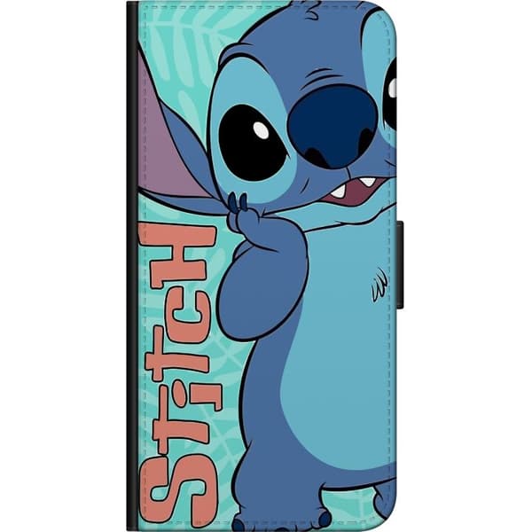 Kompatibel Tegnebogsetui til OnePlus 7T Blå Stitch illustration med bløde farver og sød tegnet design