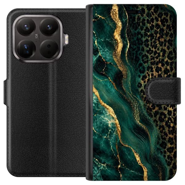Kompatibelt Lommeboketui til Xiaomi 15 Smaragdleopard