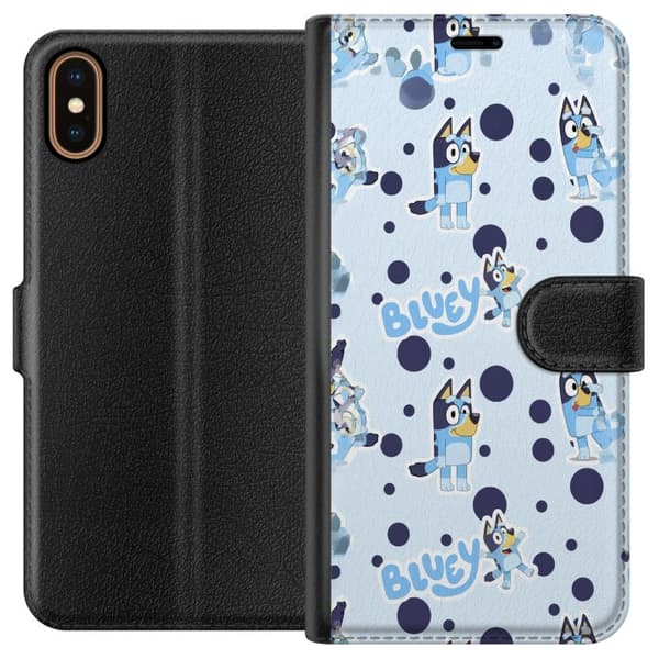 Kompatibelt Plånboksfodral till Apple iPhone X Bluey-mönster i ljusblå design