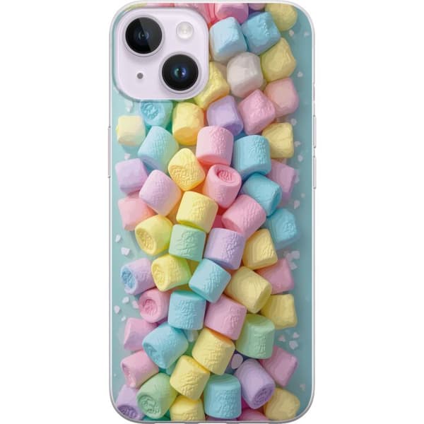 Kompatibelt Mobildeksel til Apple iPhone 15 Plus Søt godisdesign med marshmallows