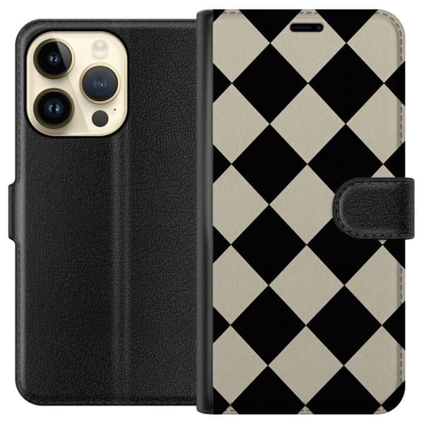 Kompatibel Tegnebogsetui til Apple iPhone 14 Pro Mono-diamant