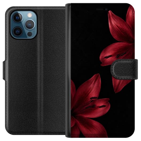 Yhteensopiva Lompakkokotelo Apple iPhone 12 Pro Punainen lilja noir