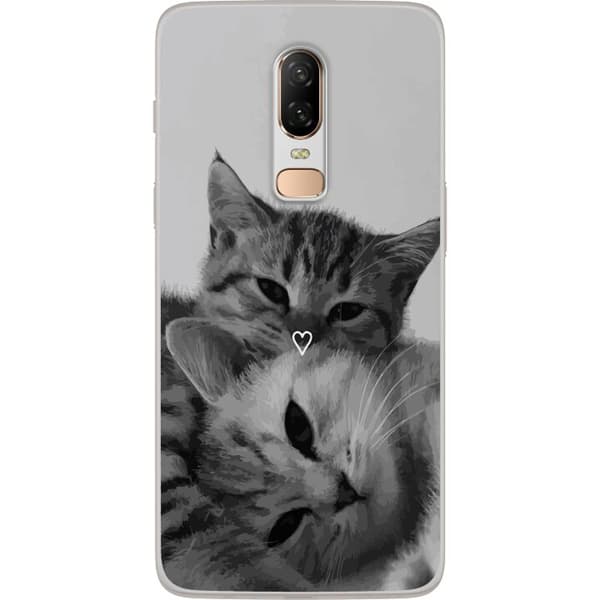 Kompatibelt Mobilskal till OnePlus 6 Katt Hjärta