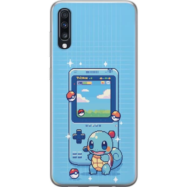 Kompatibelt Mobildeksel til Samsung Galaxy A70 Retro pixeldesign med Squirtle og klassisk spillkonsoll