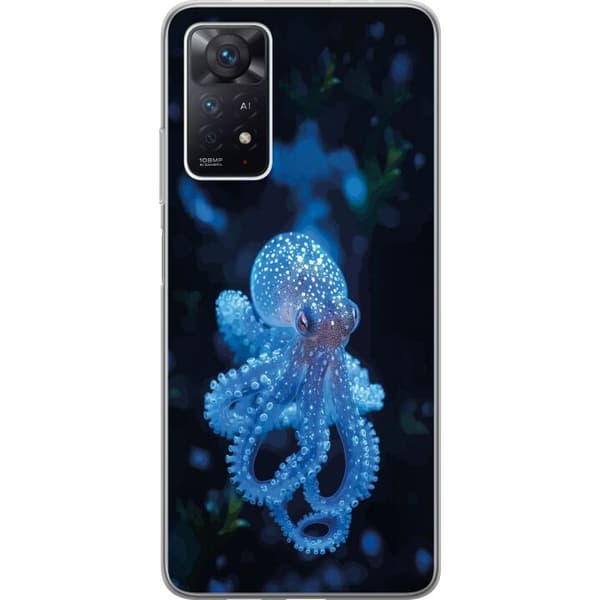 Kompatibelt Mobilskal till Xiaomi Redmi Note 11 Pro 5G Närbild av blå bläckfisk