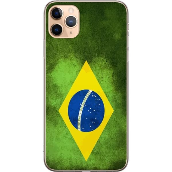 Kompatibel Mobilcover til Apple iPhone 11 Pro Max Brasiliansk flag med rustik tekstur