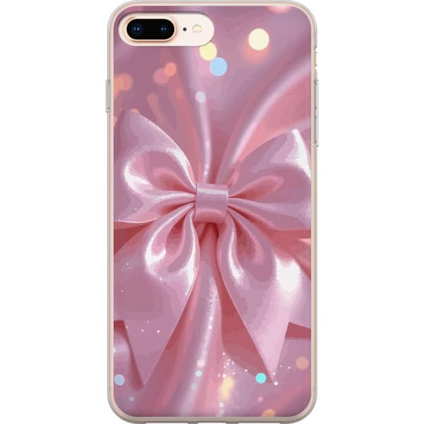 Kompatibelt Mobildeksel til Apple iPhone 8 Plus Rosa rosettdesign – Elegant silkebåndillustrasjon med glitrende effekt