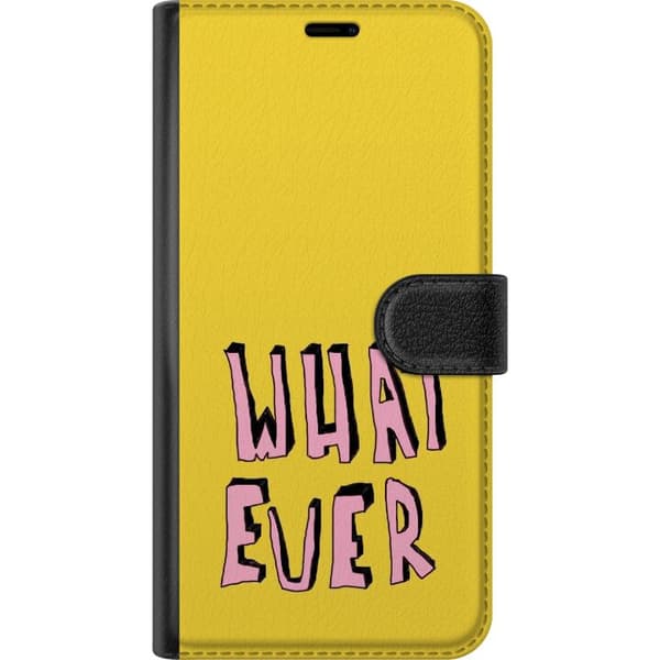 Kompatibel Tegnebogsetui til Google Pixel 10a Håndtegnet pink What Ever-tekst med sorte detaljer på gul baggrund