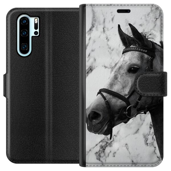 Kompatibel Tegnebogsetui til Huawei P30 Pro Marmor med hest