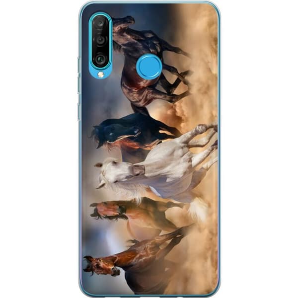 Kompatibelt Mobilskal till Huawei P30 lite Hästar