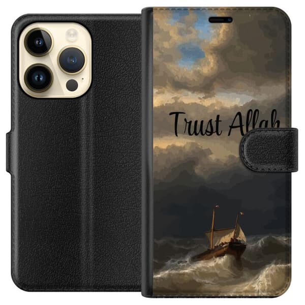 Kompatibel Tegnebogsetui til Apple iPhone 14 Pro Trust Allah över stormigt hav