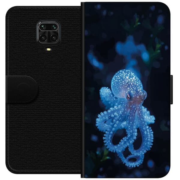 Kompatibelt Plånboksfodral till Xiaomi Redmi Note 9S Närbild av blå bläckfisk