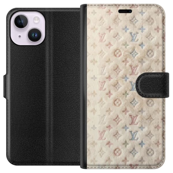 Kompatibel Tegnebogsetui til Apple iPhone 15 Farverig monogram inspireret af eksklusiv modesans