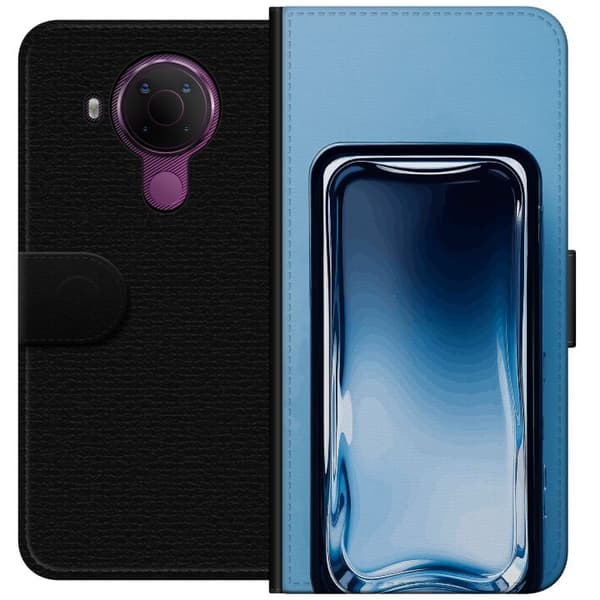Kompatibel Tegnebogsetui til Nokia 5.4 Blå glaseffekt