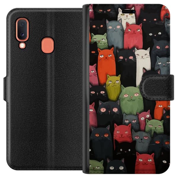 Kompatibelt Plånboksfodral till Samsung Galaxy A20e Katter