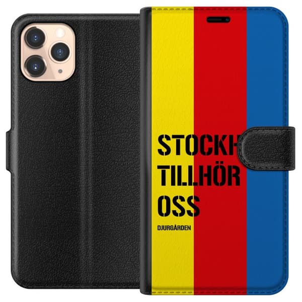 Kompatibel Tegnebogsetui til Apple iPhone 11 Pro Grafisk design med stribet baggrund og moderne sort tekstdesign