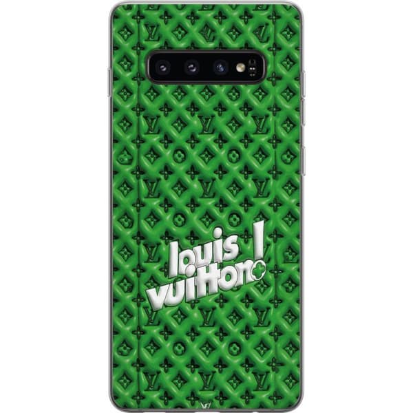 Kompatibelt Mobildeksel til Samsung Galaxy S10 Grønt luksusmønster med monogram