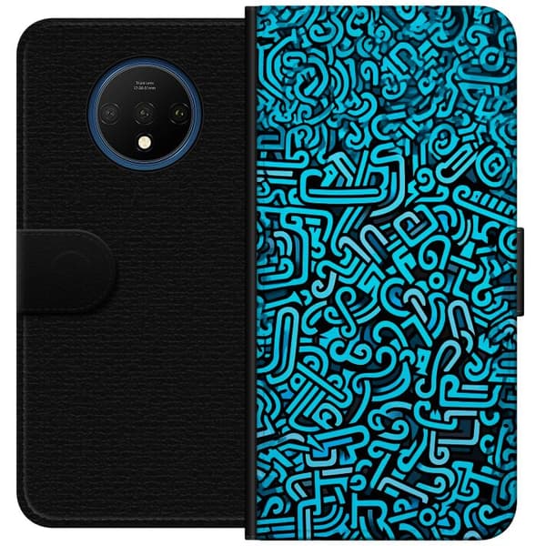 Kompatibelt Lommeboketui til OnePlus 7T Blå abstrakt graffiti