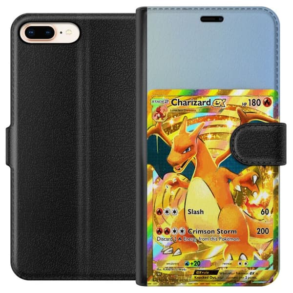 Kompatibel Tegnebogsetui til Apple iPhone 8 Plus Premiummotiv med Charizard EX