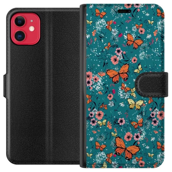 Kompatibelt Lommeboketui til Apple iPhone 11 Sommerfugler og blomster