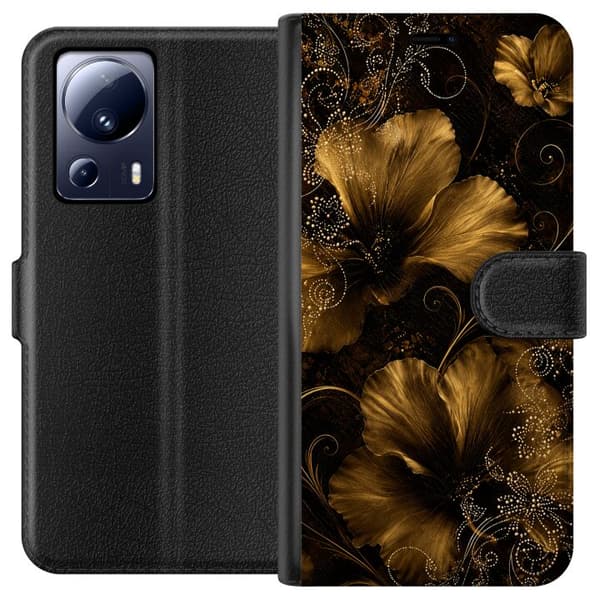 Kompatibelt Lommeboketui til Xiaomi 13 Lite Gyllen blomstring