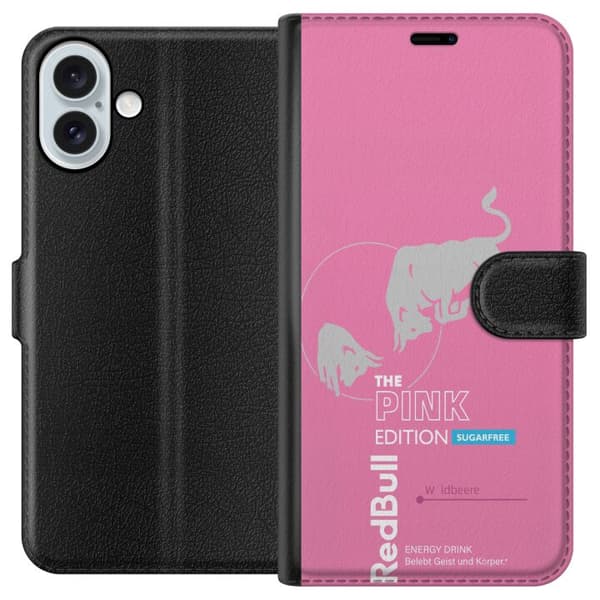 Kompatibelt Plånboksfodral till Apple iPhone 16 Plus Modern rosa energidrycksdesign